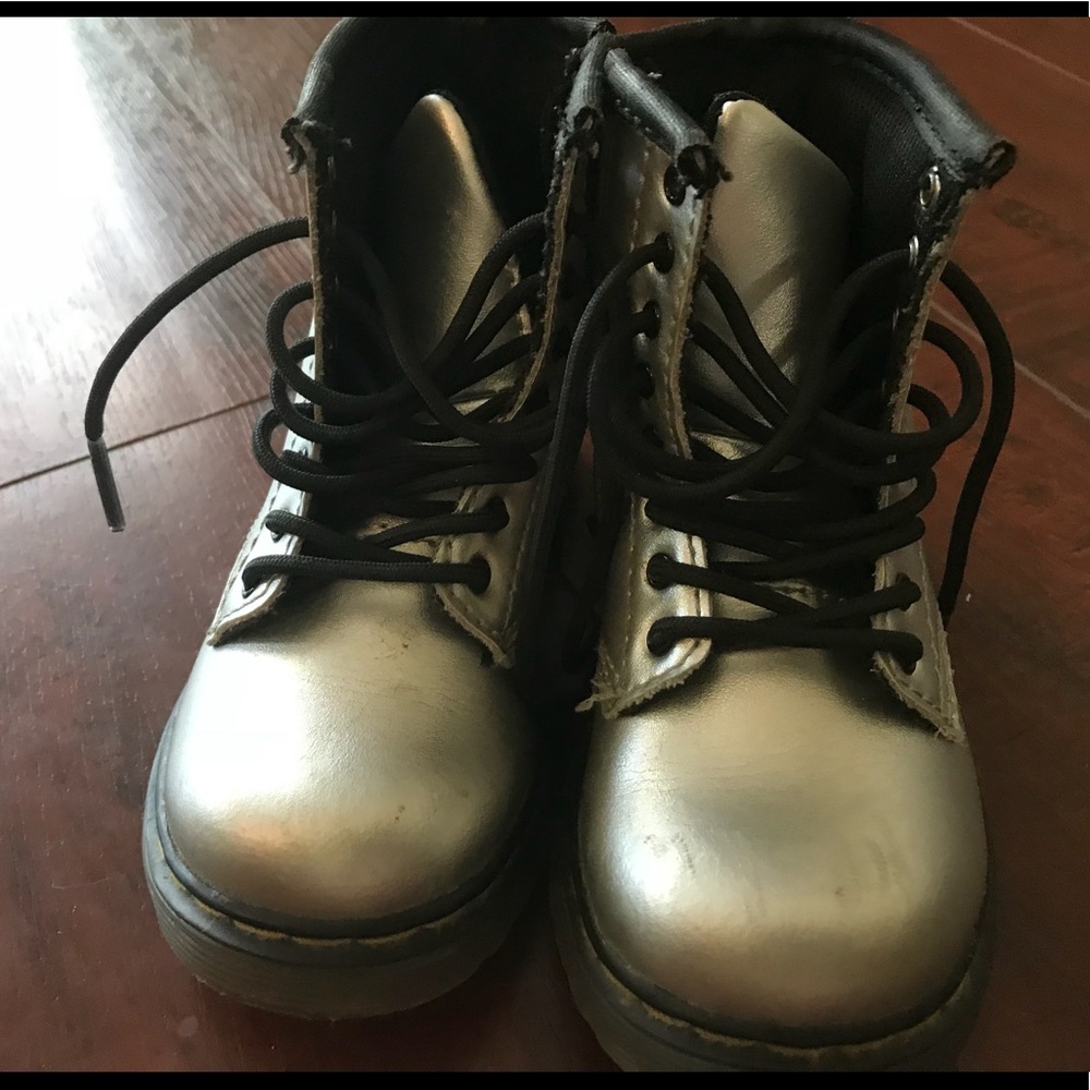 Toddler size 7 Dr. Martens boots silver docs.